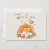 Rustieke Pompoen Dank u Kaart Bloemen Herfst Bruin (Voorkant)