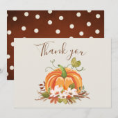Rustieke Pompoen Dank u Kaart Bloemen Herfst Bruin (Voorkant / Achterkant)