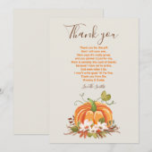 Rustieke Pompoen dank u Rustieke Herfst Baby showe Bedankkaart (Voorkant / Achterkant)