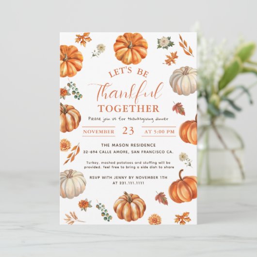 Rustieke pompoen dankbaar Thanksgiving Diner Kaart (Staand voorkant)