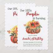 Rustieke Pompoen Een Bloemenrijke Herfst Eerste Ve Kaart (Voorkant / Achterkant)