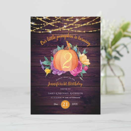 Rustieke Pompoen ELKE Verjaardag Aquarel HERFST Mo Kaart (Staand voorkant)