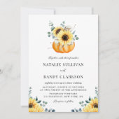 Rustieke Pompoen en Zonnebloemen Herfst Bruiloft Kaart (Voorkant)