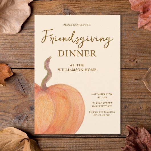 Rustieke Pompoen Friendsgiving-diner Kaart