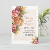 Rustieke pompoen Geef Bedankt Thanksgiving Diner Kaart (Staand voorkant)