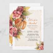 Rustieke pompoen Geef Bedankt Thanksgiving Diner Kaart (Voorkant / Achterkant)