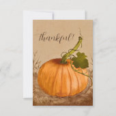 Rustieke pompoen geruite dankbaar bedankkaart (Voorkant)