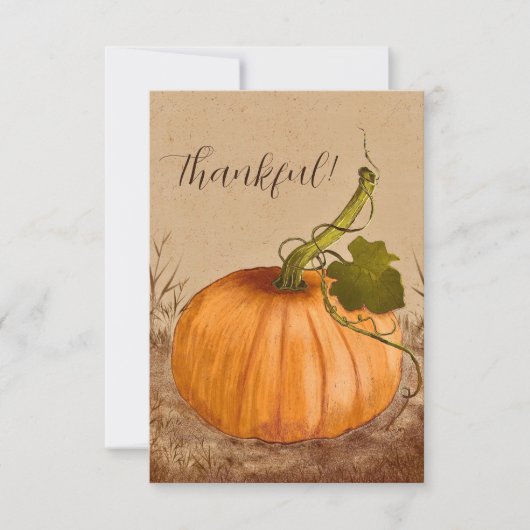 Rustieke pompoen  geruite dankbaar bedankkaart (Voorkant)