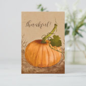 Rustieke pompoen geruite dankbaar bedankkaart (Staand voorkant)