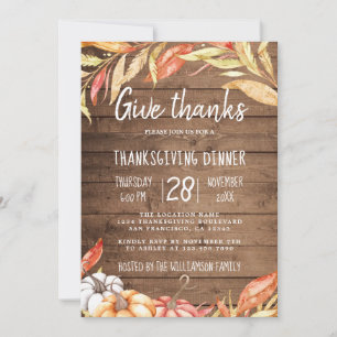 Rustieke Pompoen Gouden Blad Thanksgiving Diner Kaart