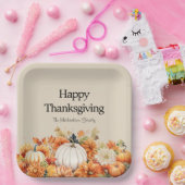 Rustieke pompoen Happy Thanksgiving gepersonalisee Papieren Bordje (Feest)