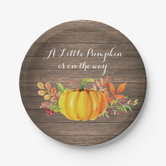 Rustieke Pompoen Herfst Baby shower Papier Bord (Voorkant)