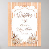 Rustieke Pompoen Herfst Bloemen Baby shower Welkom Poster (Voorkant)