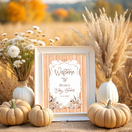 Rustieke Pompoen Herfst Bloemen Baby shower Welkom Poster