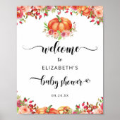 Rustieke Pompoen Herfst Bloemen Baby shower Welkom Poster (Voorkant)