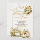 Rustieke Pompoen Herfst Bloemen Thanksgiving Diner Kaart (Voorkant)
