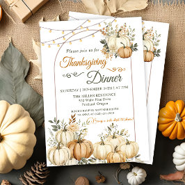 Rustieke Pompoen Herfst Bloemen Thanksgiving Diner Kaart
