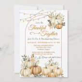 Rustieke Pompoen Herfst Bloemen Thanksgiving Diner Kaart (Voorkant)