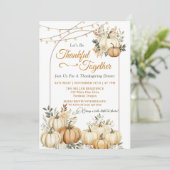 Rustieke Pompoen Herfst Bloemen Thanksgiving Diner Kaart (Staand voorkant)