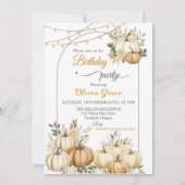 Rustieke Pompoen Herfst Bloemen Verjaardagsfeest Kaart (Voorkant)