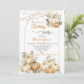 Rustieke Pompoen Herfst Bloemen Verjaardagsfeest Kaart (Staand voorkant)