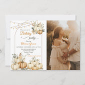 Rustieke Pompoen Herfst Bloemen Verjaardagsfeestfo Kaart (Voorkant)