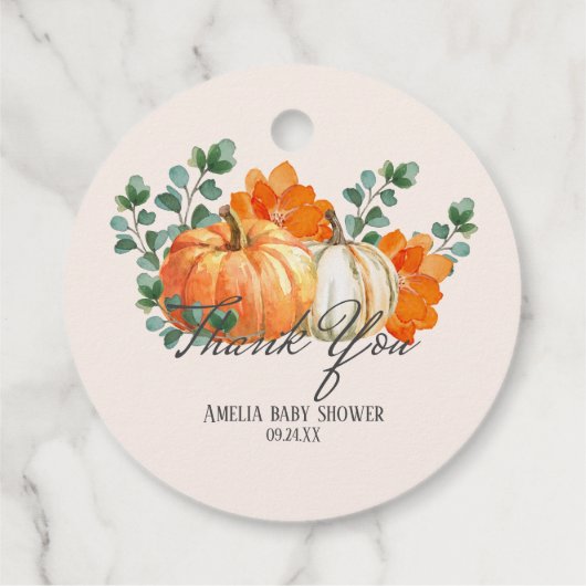 Rustieke Pompoen Herfst bloemenherfst Baby shower Bedankjes Labels (Achterkant)