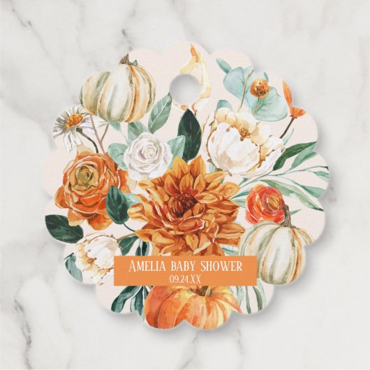 Rustieke Pompoen Herfst bloemenherfst Baby shower Bedankjes Labels (Achterkant)