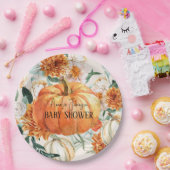 Rustieke Pompoen Herfst bloemenherfst Baby shower Papieren Bordje (Feest)