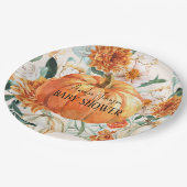 Rustieke Pompoen Herfst bloemenherfst Baby shower Papieren Bordje (Gekanteld)