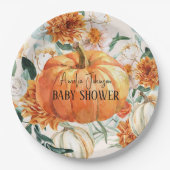 Rustieke Pompoen Herfst bloemenherfst Baby shower Papieren Bordje (Voorkant)