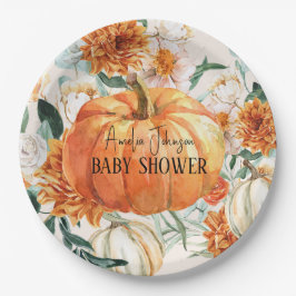 Rustieke Pompoen Herfst bloemenherfst Baby shower Papieren Bordje