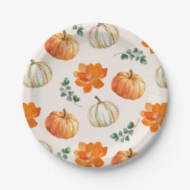 Rustieke Pompoen Herfst bloemenherfst Baby shower Papieren Bordje