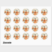 Rustieke Pompoen Herfst bloemenherfst Baby shower Ronde Sticker (Vel)