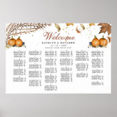 Rustieke pompoen herfst bruiloft alfabetische zitp poster