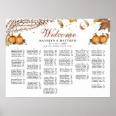Rustieke pompoen herfst bruiloft alfabetische zitp poster (Voorkant)