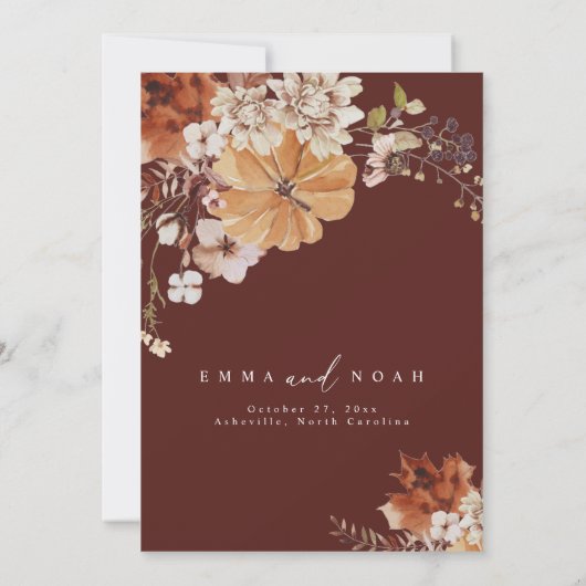 Rustieke pompoen herfst bruiloft uitnodiging (Achterkant)