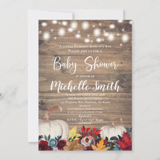 Rustieke pompoen Herfst Country Bourgogne Baby sho Kaart (Voorkant)