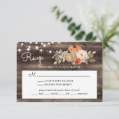 Rustieke Pompoen Herfst Houten Bruiloft Met Maalti RSVP Kaartje (Staand voorkant)