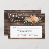 Rustieke Pompoen Herfst Houten Bruiloft Met Maalti RSVP Kaartje (Voorkant / Achterkant)
