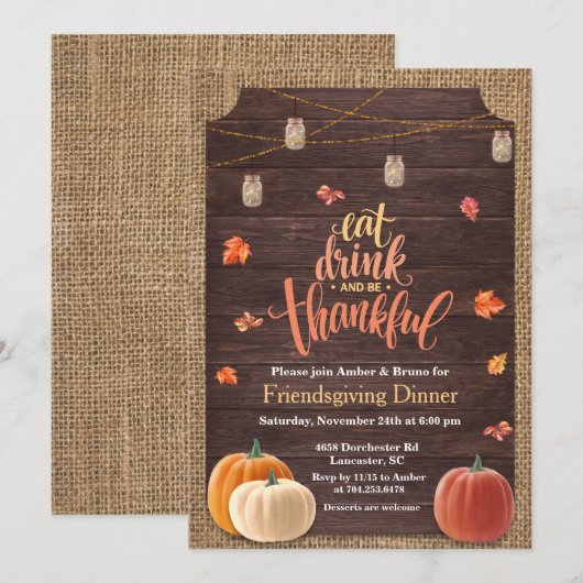 Rustieke pompoen herfst huis verwarming uitnodigin kaart (Voorkant / Achterkant)