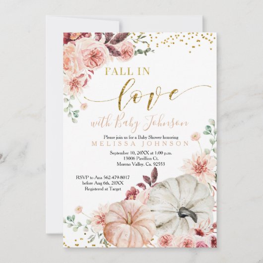 Rustieke pompoen Herfst in Liefde Baby shower Uitn Kaart (Voorkant)