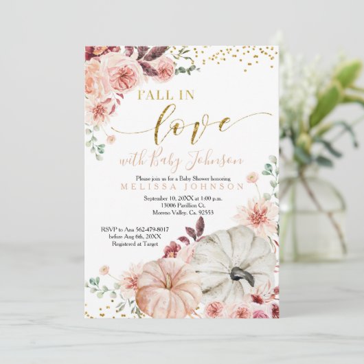 Rustieke pompoen Herfst in Liefde Baby shower Uitn Kaart (Staand voorkant)