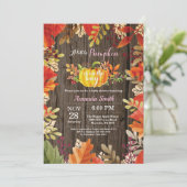 Rustieke Pompoen Herfst Meisje Baby shower Uitnodi Kaart (Staand voorkant)