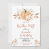 Rustieke Pompoen Herfst Rustiek Bloemen Verjaardag Kaart (Voorkant)