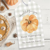 Rustieke Pompoen Herfst Thanksgiving Dankbaar voor Cadeaulabel