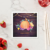 Rustieke Pompoen Herfst Waterverf Folk Flowers Servet (Insitu)