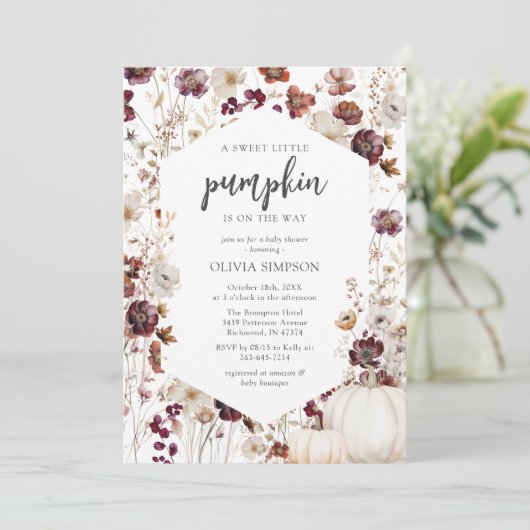 Rustieke pompoen Herfst Wildflower Baby shower Kaart (Staand voorkant)