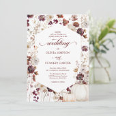 Rustieke Pompoen Herfst Wildflower Wedding Kaart (Staand voorkant)