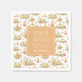 Rustieke pompoen laat dankbare zegen servet